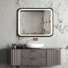 40X32 inch Bathroom Led Classy Vanity Mirror with High Lumen,Black metal frame,Dimmable Touch,Wall Switch Control, Anti-Fog