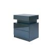 LED Nightstand Modern Black Nightstand with Led Lights Wood Led Bedside Table Nightstand with 2 High Gloss Drawers for Bedroom