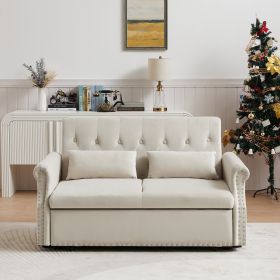 Artemax 55'' Modern Shiny Velvet Convertible Loveseat Sleeper Sofa Couch w/ 2 Lumbar Pillows