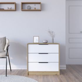 3 Drawers Dresser Maryland, Superior Top, White / Pine Finish