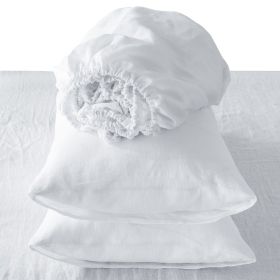4 Pcs Bedding Sets Queen, Premium Linen Bedding Sheets & Pillowcases, Queen Bedding Sets, White Bedding Sheet & Pillowcase Sets