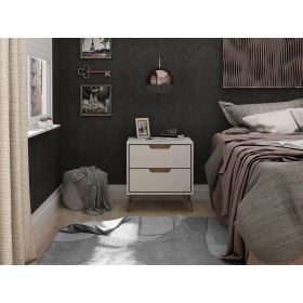 Manhattan Comfort Rockefeller 2.0 Mid-Century- Modern Nightstand with 2-Drawer in