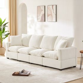 [VIDEO provided] [New] 110*29" Modern Modular Sofa, 4 Seat Chenille Sectional Couch Set with 2 Pillows Included