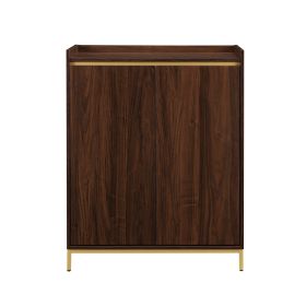 Contemporary Minimalist 2-Door Accent Cabinet – Dark Walnut