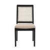 Modern Solid Wood Dining Chair with Rattan Inset Back, Set of 2, Black