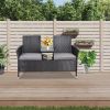 Outdoor Loveseat, 2 Seat Loveseat with Cushions and Built-in Coffee Table