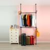 Telescopic Garment Rack, Heavy Duty Design Movable DIY By Hand No Damage to Wall Ceiling Hanging Rail, 31-47in Wide Adjustable, 120 Kilogram Loading