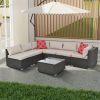 Patio Furniture PE Wicker & Tempered Glass Table