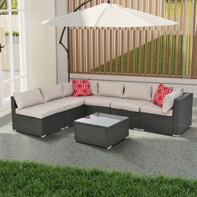 Patio Furniture PE Wicker & Tempered Glass Table