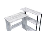 Ievi Writing Desk; Antique White & Black Finish