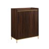 Contemporary Minimalist 2-Door Accent Cabinet – Dark Walnut