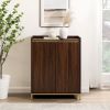 Contemporary Minimalist 2-Door Accent Cabinet – Dark Walnut