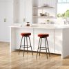 Modern Glam Upholstered Faux Velvet Bar Stool – Rust