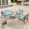 Patio Furniture, Outdoor Furniture, Seasonal PE Wicker Furniture, Four Set Wicker Furniture With Black Metal Table
