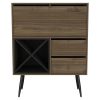 Somerville 4-Bottle 2-Drawer Bar Cabinet Mahogany and Black Wengue