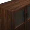 Modern Grooved-Door Accent Cabinet – Dark Walnut