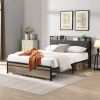 FULL Size Metal Platform Bed Frame with upholstery storage function Headboard and USB LINER and Footboard with drawers , No Box Spring Needed