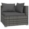 10 Piece Patio Lounge Set with Cushions Gray Poly Rattan