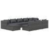 10 Piece Patio Lounge Set with Cushions Gray Poly Rattan