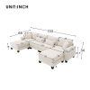 [VIDEO provided][New]Wide Seat Corduroy Modular Sectional Sofa Bed,Sleeper Couch Set with Armrest Pillow,6 Seat Free Combination Sofa with Ottomans