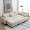 [VIDEO provided][New]Wide Seat Corduroy Modular Sectional Sofa Bed,Sleeper Couch Set with Armrest Pillow,6 Seat Free Combination Sofa with Ottomans