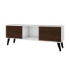 Manhattan Comfort Doyers 53.15 Mid-Century Modern TV Stand in White and Nut Brown