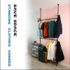 Telescopic Garment Rack, Heavy Duty Design Movable DIY By Hand No Damage to Wall Ceiling Hanging Rail, 31-47in Wide Adjustable, 120 Kilogram Loading