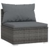 10 Piece Patio Lounge Set with Cushions Gray Poly Rattan