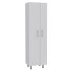 Nala Cleaning Cabinet, Double Door Cabinet, Four Legs, Five Shelves -White