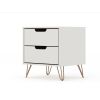Manhattan Comfort Rockefeller 2.0 Mid-Century Modern 2-Drawer Nightstand in Off White and Nature