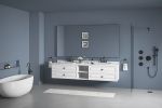 84in. W x48 in. H Metal Framed Bathroom Mirror for Wall, Rectangle Mirror, Bathroom Vanity Mirror Farmhouse, Anti-Rust