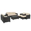 10 Piece PE Rattan Patio Furniture Set, Sectional Sofa Set, Outdoor Patio Furniture Set With Cushions & Tempered Glass Coffee Table
