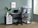Zaidin Writing Desk; Antique White & Black Finish YJ