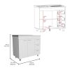 Ferretti Base Cabinet , Three Drawers, Double Door, Four Legs -White