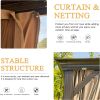 12'x20' Hardtop Gazebo, Outdoor Aluminum Frame Canopy with Galvanized Steel Double Roof, Outdoor Permanent Metal Pavilion with Curtains and Netting fo
