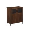 Modern Grooved-Door Accent Cabinet – Dark Walnut