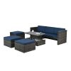 Patio Furniture, Outdoor Furniture, Seasonal PE Wicker Furniture,5 Set Wicker Furniture With Plywood Coffee Table,with lift TOP Coffee Table