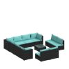 12 Piece Patio Lounge Set with Cushions Black Poly Rattan