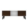 Manhattan Comfort Doyers 53.15 Mid-Century Modern TV Stand in White and Nut Brown