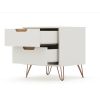 Manhattan Comfort Rockefeller 2.0 Mid-Century Modern 2-Drawer Nightstand in Off White and Nature