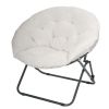Saucer Chair, White Faux Shearling