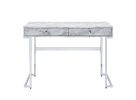 Tigress Writing Desk; White Printed Faux Marble & Chrome Finish YJ