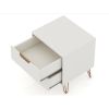 Manhattan Comfort Rockefeller 2.0 Mid-Century Modern 2-Drawer Nightstand in Off White and Nature