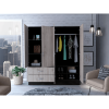 Gangi Armoire, Double Door Cabinet , Two Mirrors, Metal Hardware, Two Drawers, Rod, Six Shelves