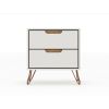 Manhattan Comfort Rockefeller 2.0 Mid-Century- Modern Nightstand with 2-Drawer in
