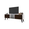 Manhattan Comfort Doyers 53.15 Mid-Century Modern TV Stand in White and Nut Brown