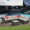 Patio Furniture PE Wicker & Tempered Glass Table