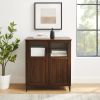 Modern Grooved-Door Accent Cabinet – Dark Walnut