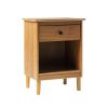Classic 1-Drawer Solid Wood Nightstand with Cubby - Caramel