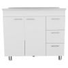 Ferretti Base Cabinet , Three Drawers, Double Door, Four Legs -White